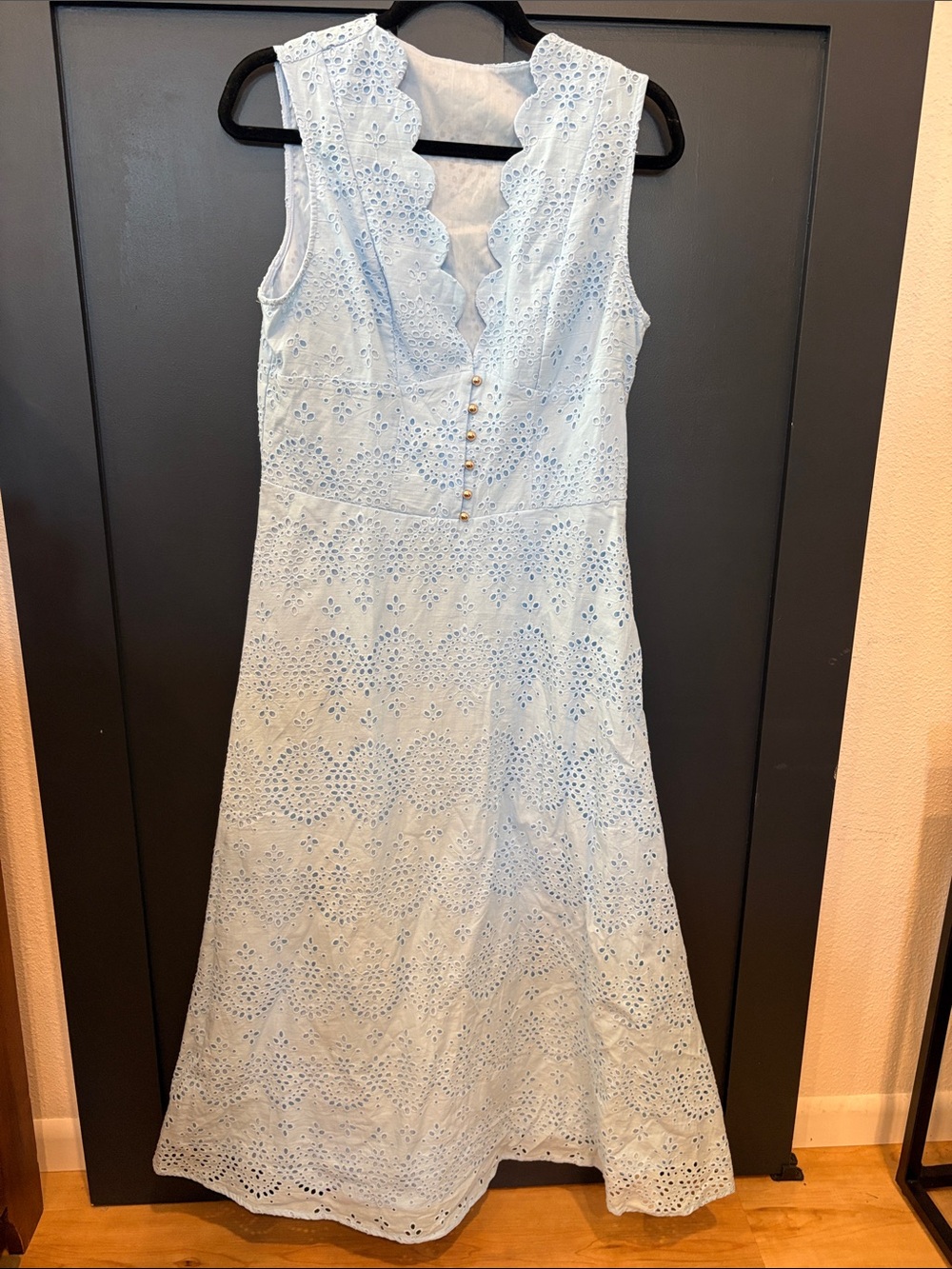690. Commense Light Blue Eyelet Sleeveless Dress